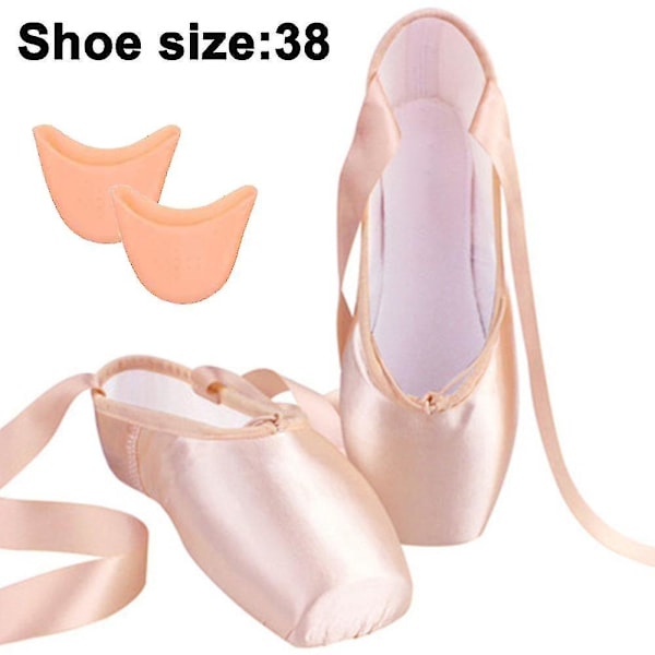 Ballet Pointe Shoes Girls Women Ribbon Ballerina Shoes With Toe Pads