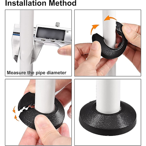 16mm rörskyddsdekoration PP radiator rosett vattenrör väggkåpa svart 8 st
