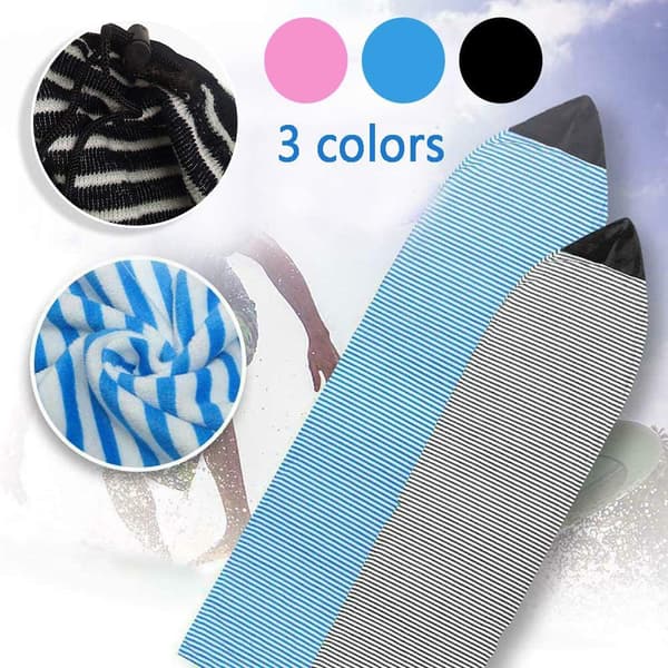 Surfboard Sock Cover, 8ft Quick Dry Stretch Surfboard Bag with Drawstring Closure & Padded Nose Protector Surfing Accessories Pink 200*50cm