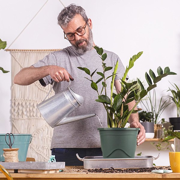 3 st plastväxtkruka med fat, rotkontroll plantskoleplanta planter dekorativ trädgård blomkruka behållare grön för inomhus utomhus bonsai växter 19CM Diameter