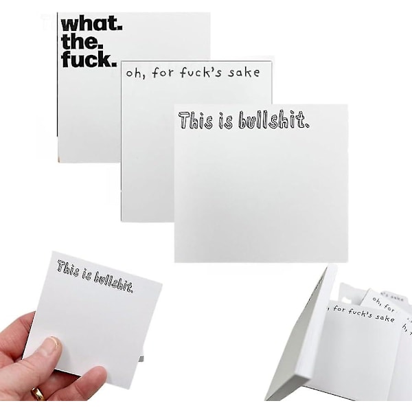 Sjov Sticky Note, what The Fuck Sticky Notepad, sjov Novelty Memo Pads Snarky Novelty Kontorartikler, vittig og respektløs skrivebordstilbehør (3 stk) D3PCS