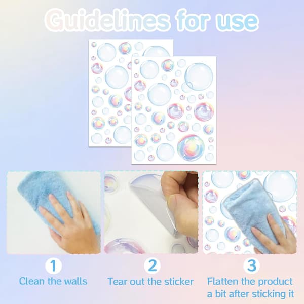 2PCS Bubbles Väggdekaler för Sovrum, Barn Väggdekaler, Barnrum Dekoration, Stitch Väggdekaler för Badrum