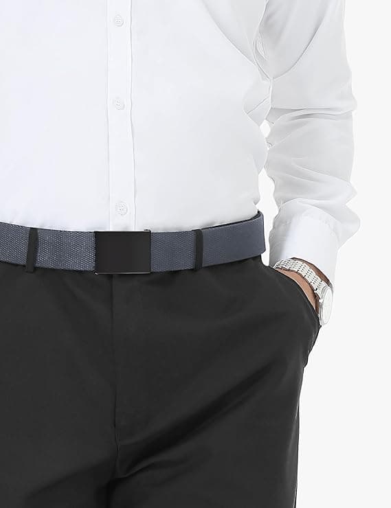Bälten för män, arbetsbälten för män, justerbart canvas tyg nylon golfbälte för män passar överallt, grå