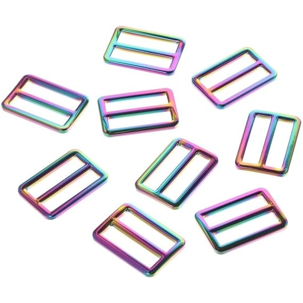 10 stk Regnbue Glidebeslag, 32mm Metall Justerbar Rektangulær Beslag for Håndveske Ryggsekk DIY Tilbehør
