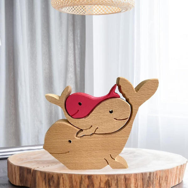 Träfigur, djur som kramar prydnader kompatibla med mors dag alla hjärtans dag