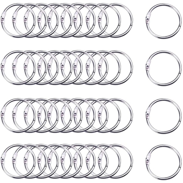 100 stk. Binder Ringe, Løse Blade Binder Ringe, Bog Ringe, Metal Bindingsringe til Papirer, Flash Cards, Index Cards, Ringbind, Kontor, Skole, Hjem 1.2 Inch/30mm