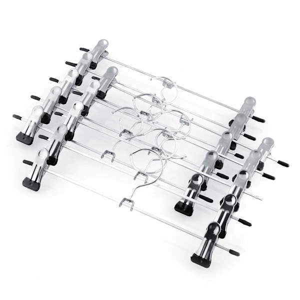 10-pack - Klädhängare / byxhängare - galgar med klämmor - Silver