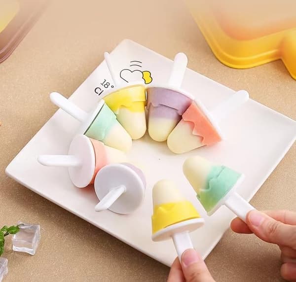 2 stk. Ispopskeforme, Genanvendelige 10-celle Popsicle Maker med Spildfri Låg, Nemt at Fjerne Ispopsforme med Plastikpinde
