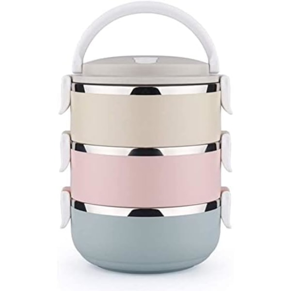 Bento Box Stainless Steel Lunch Box 3 Layers Stackable Leak-Proof Thermal Bento Boxes for Kids Adults Portable Food Container