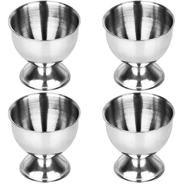 Eggkoppsett i rustfritt stål - Holder for myke kokte egg - 4 egg - Kjøkken Silver