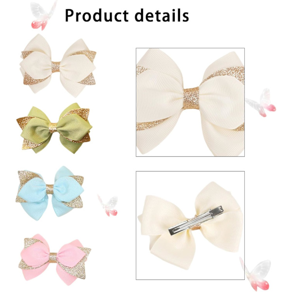 8 Stykke Glitter Hårbøjler Klips, Baby Piger Hårbøjler Klips, Blødt Bånd Lille Lige Barrette Håndlavet Hårtilbehør