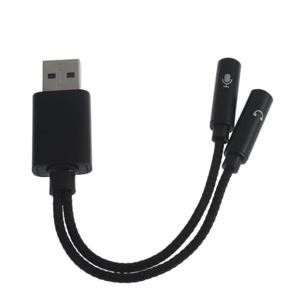 USB til 3,5 mm Jack Audio Adapter USB Lydkort med 3,5 mm Aux Konverter til Headset PC Bærbare Linux Stationære Sort