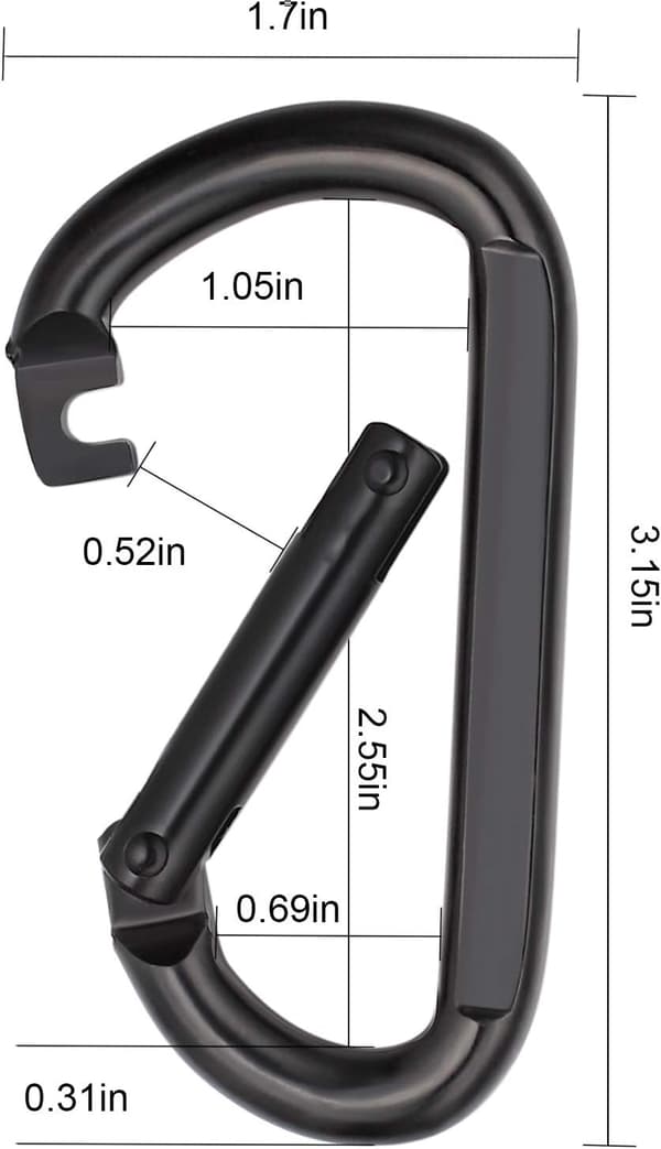 Sort Forårs Snap Hook Karabiner Klips Heavy Duty 3 Tommer D-Form Stål Klips Link Spænde M8x80mm 4stk