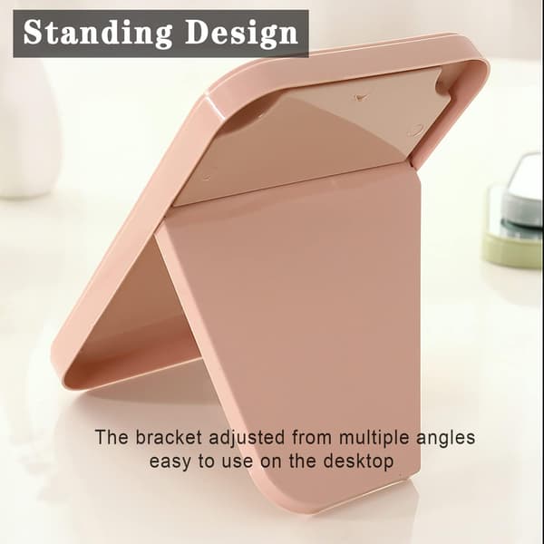 Makeup Spejl, Foldbar Desktop Vanity Spejl Bærbar Rektangulær Makeup Spejl til Rejser Camping Hjem (Pink)