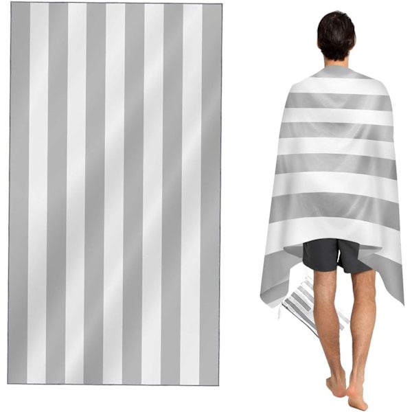 Suuri rantapyyhe aikuisille, mukana laukku - Nopeasti kuivuva mikrokuitu - 100% kierrätetty pyyhe - Hiekka- ja kevyt, kompakti (160x80cm)