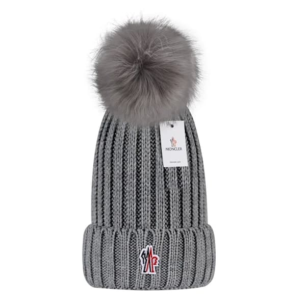 Mångsidig vintermössa i ull varm ullmössa stickad mössa i ullboll grå[HK] grå grå moncler Liten etikett Beige