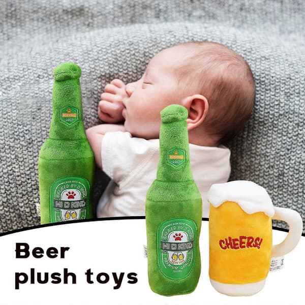 Koiran lelu oluttuoppi olutpullo olutmuki pehmolelu syntymäpäivälahjat pehmolelu BEER