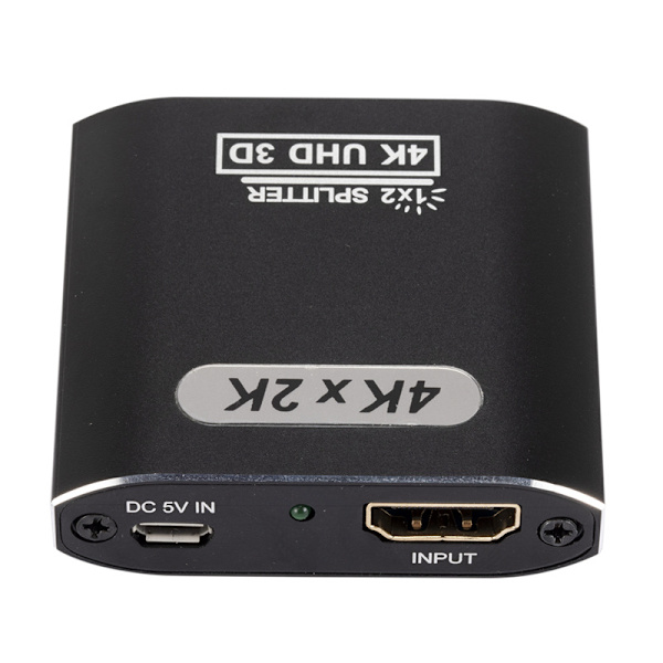 HDMI-splitter 1 in 2 ut, 4K HDMI-splitter för dubbla skärmar Stöder 3D Full HD 1080P Aluminium HDMI-splitter Dubbelskärms HDMI-adapter