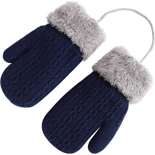 Toddler Magic Stretch Vantar Tjocka Plyschfodrade, Vinter BabyBoysGirls Stickade Vantar Varma Mjuka Hel Finger Vantar Kallt Väder Skidhandskar för 0-6Y