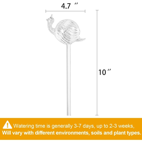 2 st växtvattendroppar, glasväxtvattnare, självvattnande glober för växter, automatisk bevattningsanordning för inomhus- och utomhusväxter 2snails