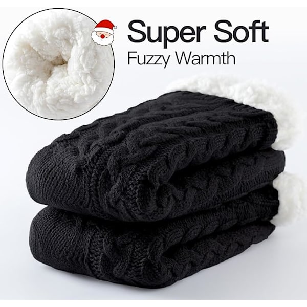 Termiske Fluffy Slippersokker med Gribere til Kvinder Tykke Varme Dameslippersokker Plyssede Anti-Slip Bløde Hyggelige Hjemmeslippersokker til Vinter