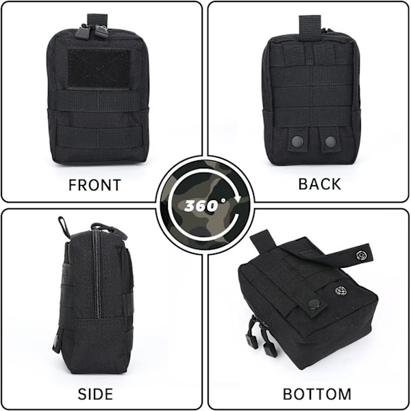 2-pack taktisk väska, midjeväska, EDC-väska, militär liten utrustningsväska för utomhusjakt, camping, vandring, trekking