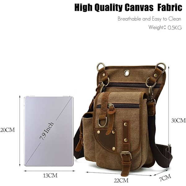 Canvas Drop Leg Bag Vandring Midjeväska Sling Crossbody Väska Axelväska Män Bröstväska Kvinnor Casual Daypacks för Utomhus