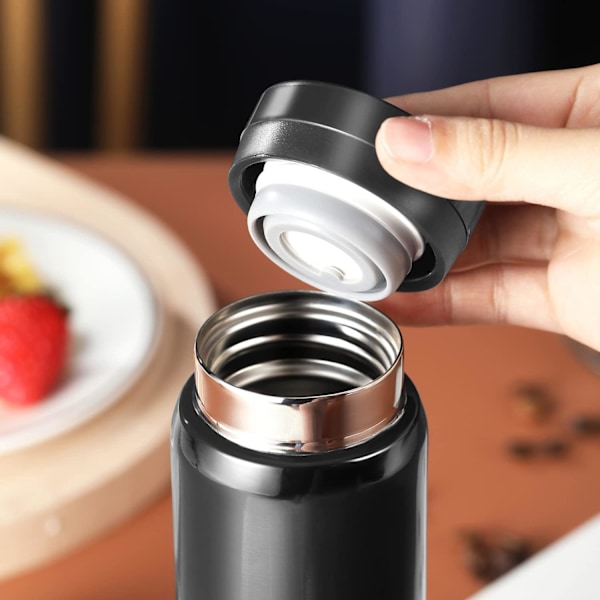 Liten termos, 200 ml vattenflaska, vakuumisolerad termos för varma och kalla drycker