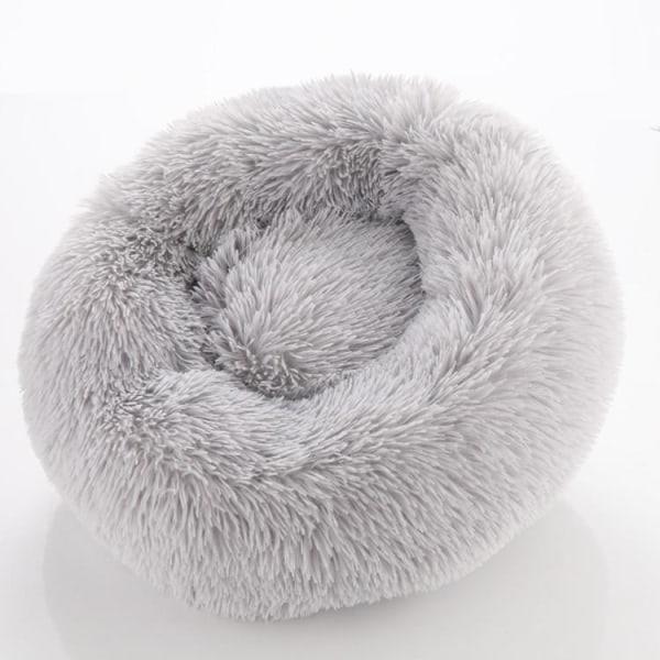 Rund mjuk fluffig hundsäng kattsäng Ljusgrå 40 cm 40 cm
