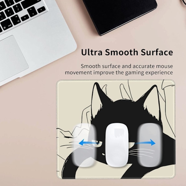 Rolig musmatta fyrkantig söt musmatta för trådlös mus liten kontorsdator musmatta för skrivbord bärbar dator med halkfri gummibas Sleepy Cat