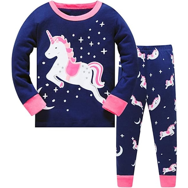Pyjamas Enhörning,Sovkläder 2-delade Långärmade PJs Nattkläder Toppar + Byxor Set Nattkläder Outfits för Barn 120cm