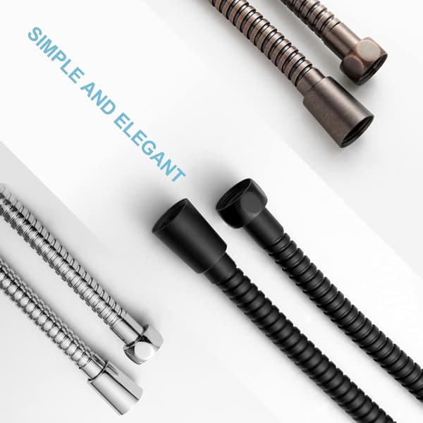 Bruserrør, Rustfrit Stål Udskiftning Højtryks Bruserrør Anti-Kink Bruserrør til Badekarhaner, 1.5m Chrome
