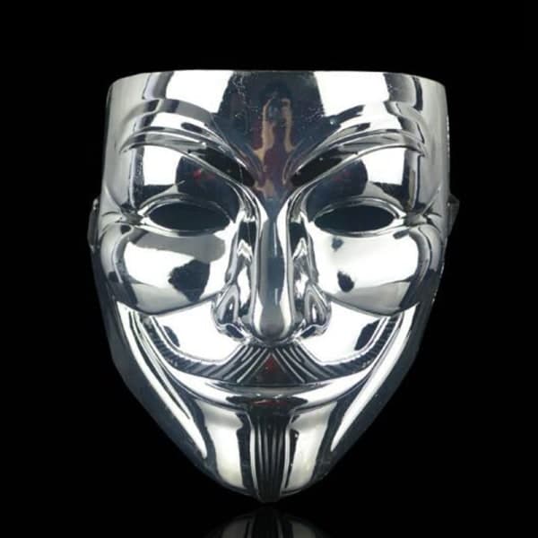V for Vendetta Halloween Party Maske Sort + Eyeliner Silver