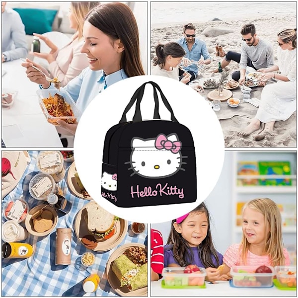 Piirretty Hello Kitty -lounaskassi, Hello Kitty Kawaii -lounaskassi söpö anime eristetty kannettava lounaskassi lounaskassi ruokasäilytyskassi kouluun