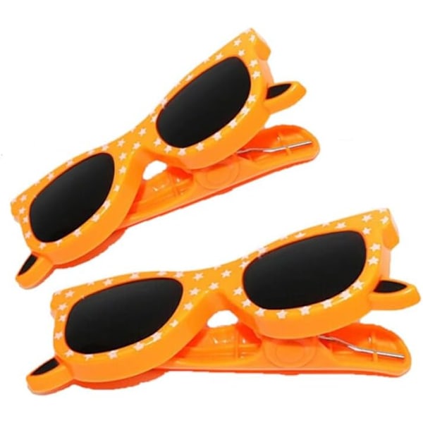 2 Pack Sunglasses Towel Clips,Large Beach Chair Towel Clip Heavy Duty Laundry Clothes Pegs Sunglasses Pattern Clothes Pegs