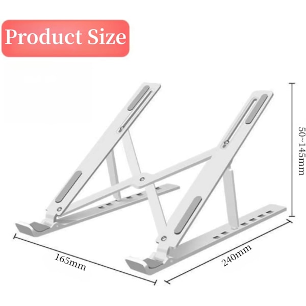 Justerbar Laptop Stativ - Ergonomisk design, 6 justeringsnivåer, Premium ABS silikonkonstruksjon, Bærbar og sammenleggbar