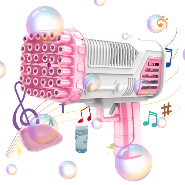 Bubbelblåsare 36 hål Elektrisk bubbelpistol leksak med lampor Bärbar fläkt Automatisk bubbelmaskin Sommar utomhusleksak Present till barn