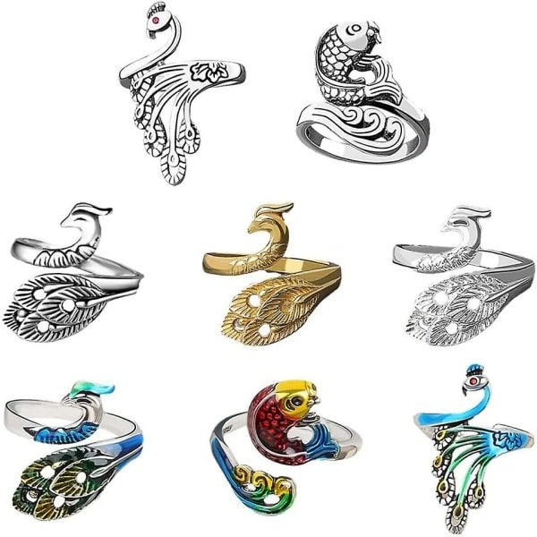 Virka ring Justerbar garnring för virkning Påfågelform Stickning Loop Öppen fingerring för mamma mormor