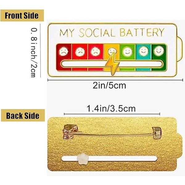 2 stk. MY SOCIAL BATTERY, Sjove Sociale Stemningsbroche Pins til 7 Dage, Pin Sjove Sociale Batteri Broche Badge Stemnings Pin Badge Kreativ Udtryks Pin Broche