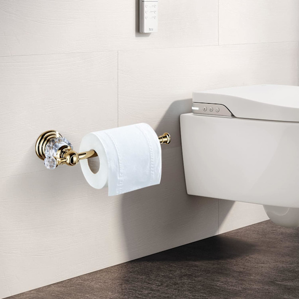 Poleret Guld Toiletpapirholder, Krystal Toilet Rulleholder Badeværelsestilbehør Moderne Zink Legering Vævsophæng Væghængt