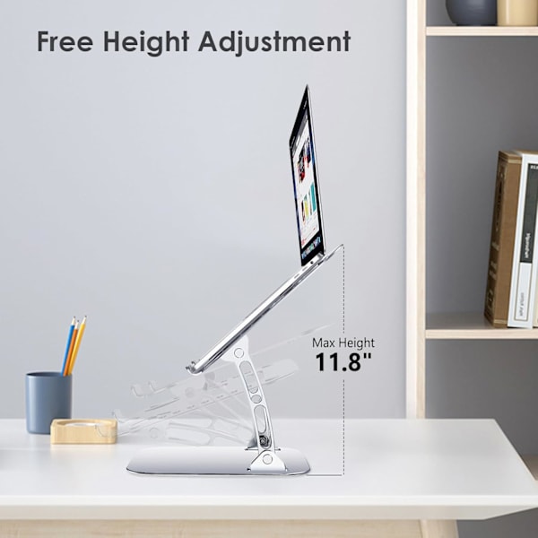 Laptopstativ, Ergonomiskt justerbart datorstativ för skrivbord, Aluminium hopfällbart för MacBook, Dell, HP, Lenovo, Alla bärbara datorer