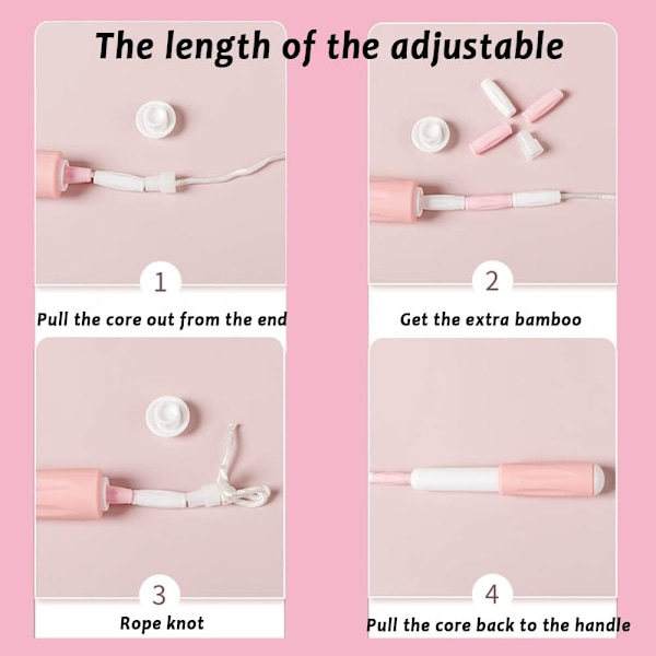 Blød Perlehoppetov, Justerbar Tangle-Free Segmenteret Fitness Hoppetov til Mænd, Kvinder, Studerende (9 Fod, 280 cm) Pink