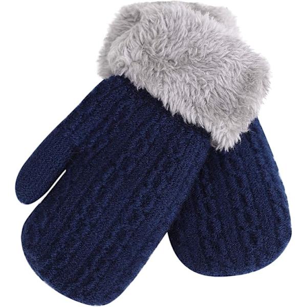Toddler Magic Stretch Vantar Tjocka Plyschfodrade, Vinter BabyBoysGirls Stickade Vantar Varma Mjuka Hel Finger Vantar Kallt Väder Skidhandskar för 0-6Y