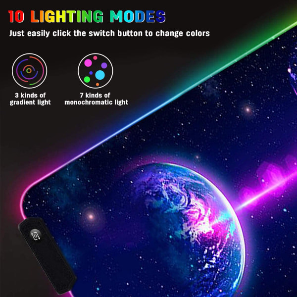 RGB Gaming Mousepad 900 x 400 x 4mm XXL Stor Mousepad Kantfri Kanter Vandafvisende Skrivebordsbaggrund Skrivebordsbaggrund Kontor Anti-slip Gaming Mus