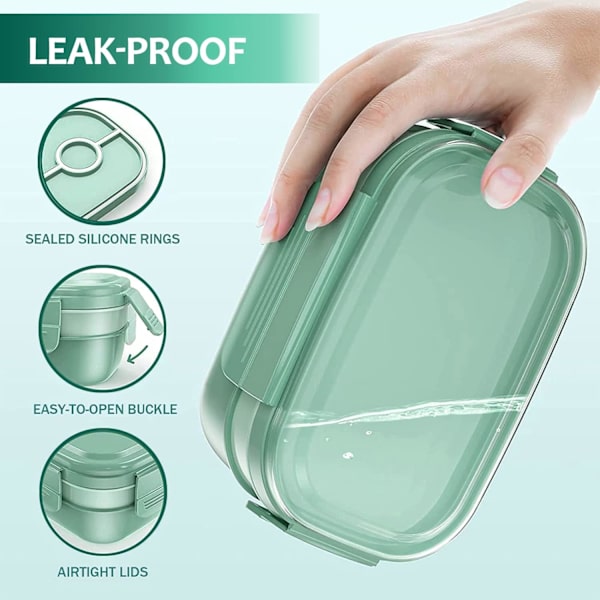 Lounasrasia Pinottava Bento-rasia 3-in-1 Lokerot, Täysin Vuotamaton, 1900ml Suuri Bento Lounasrasia Ruokailuun ja Välipaloihin, Astianpesukoneen ja Mikron Kestävä