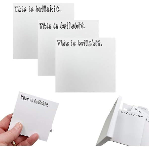 Morsom Sticky Note, hva faen Sticky Notepad, morsom nyhet Memo Pads Snarky Novelty Kontorrekvisita, vittig og respektløs skrivebordstilbehør (3 stk) B3PCS