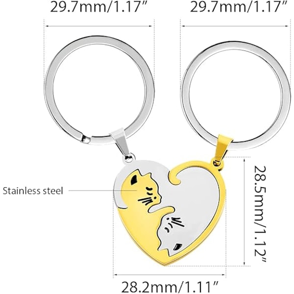 2 kpl Musta ja Valkoinen Yhteen Sopiva Palapeli Kissapariskunnan Avaimenperät Setti Poikaystävälle Tyttöystävälle