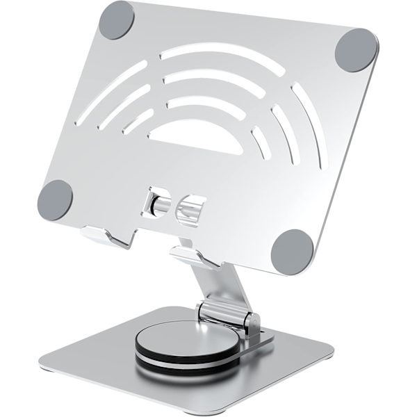 Tablettstativ. 360° Rotasjon Justerbar Tablett Holder, Foldbar Aluminium Skrivebord iPad Stativ Dokk for iPad Pro/Mini/Air, iPhone Silver