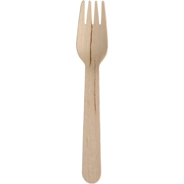 16 cm engångsgafflar i trä tillverkade av 100 % komposterbar björkved som ger en hållbar och ekologisk (förpackning om 100) Fork