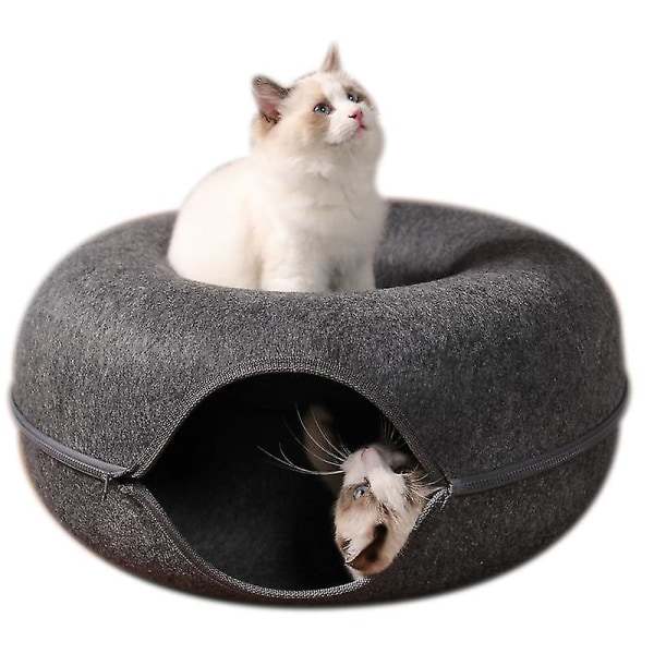 1 st husdjurstunnel Donut kattbädd (mörkgrå) Mörkgrå M Dark Gray